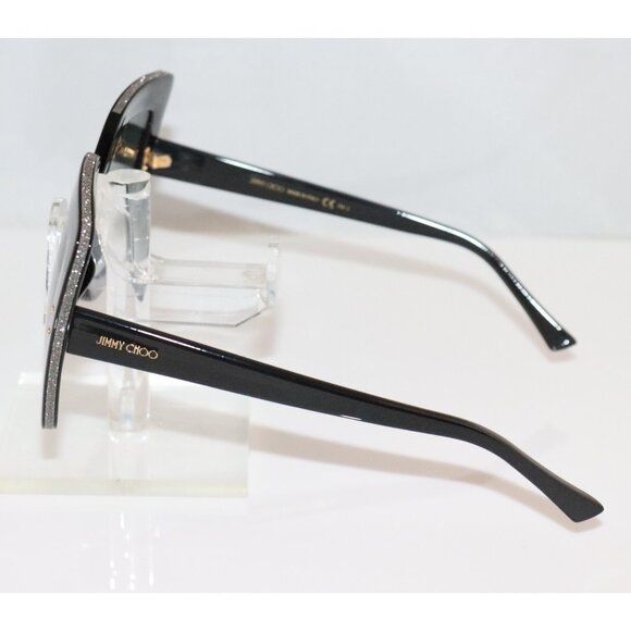 New Women's Jimmy Choo Auri /G 807 Oversized Black With Glitter Sunglasses - Picture 4 of 5
